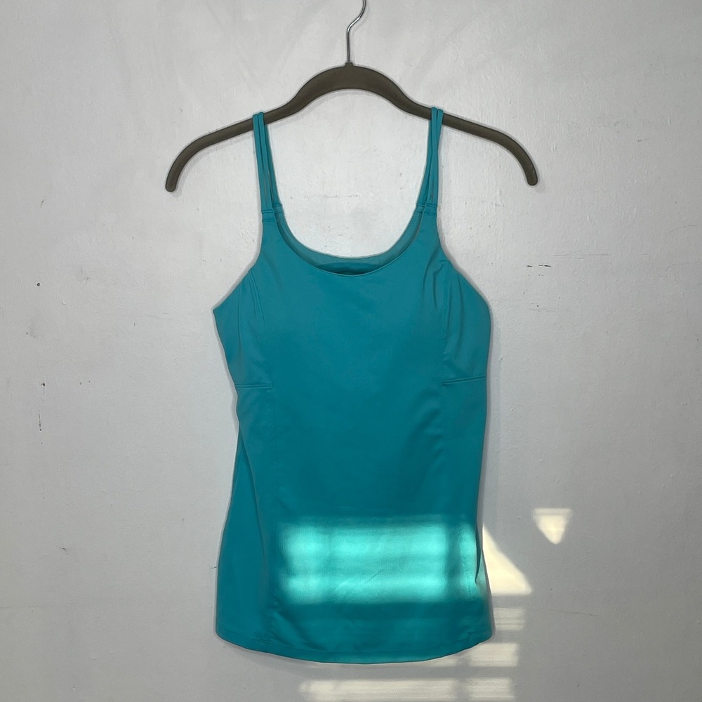 Athleta Womens Turquoise Blue Built In Shelf Bra Camisole Tank Top 36C